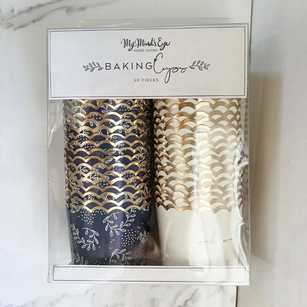 NEW My Minds Eye Gold Foiled Baking and Snack Cups 50 Pieces - Made With Love
